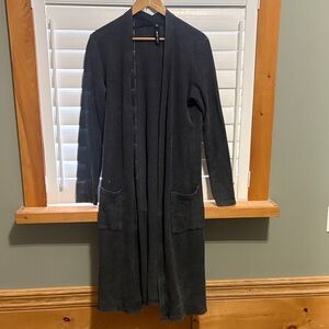 Design Lab Lord & Taylor washed Black Open-Front Long Cardigan